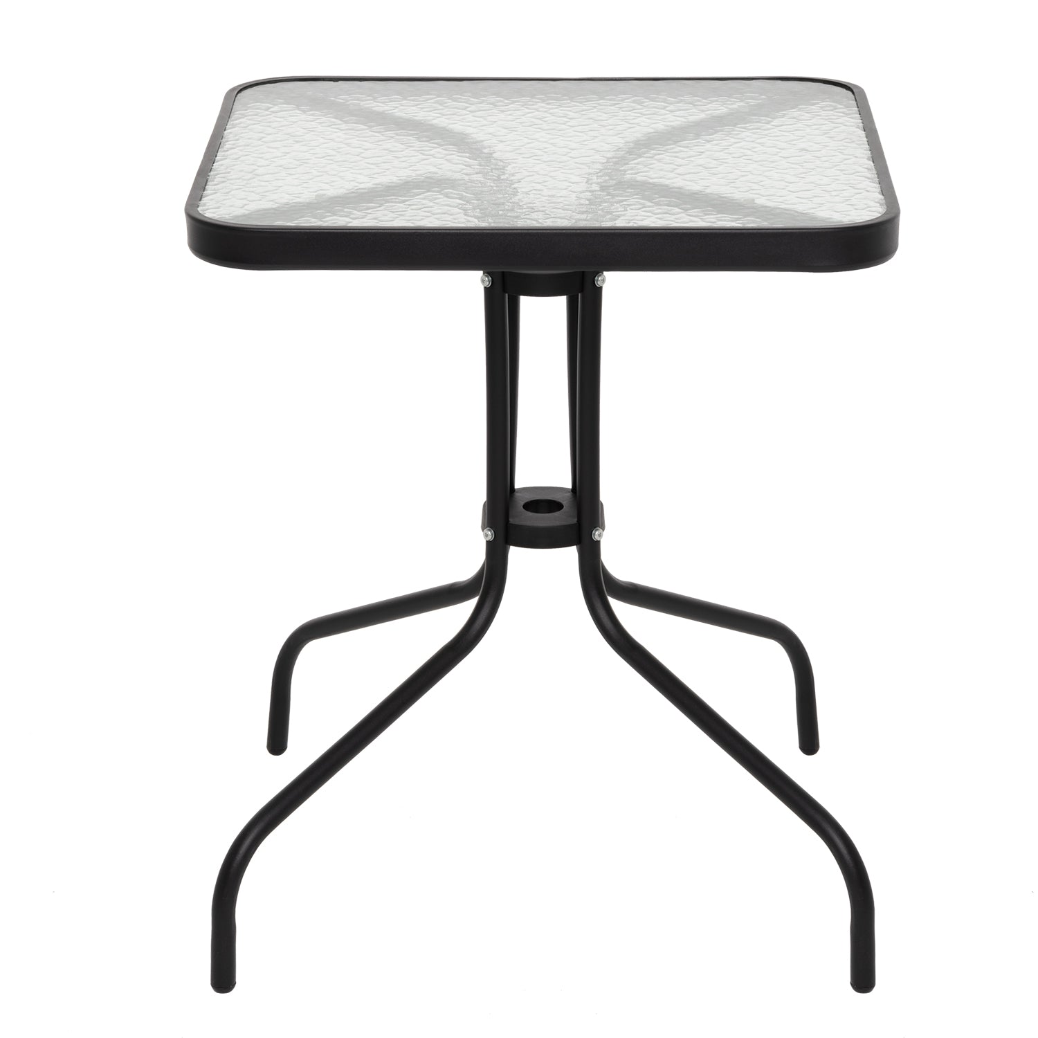 VESTIAMO CASA GIARDINO - Tavolo da giardino Quadrato nero con top in vetro - h70x60x60 cm